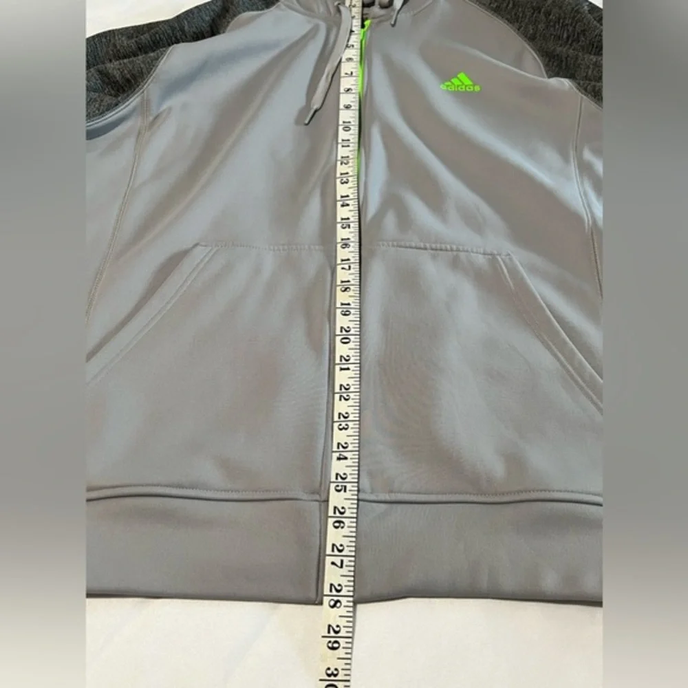 Adidas‎ climawarm zip up hoodie sweater gray neon green size Large